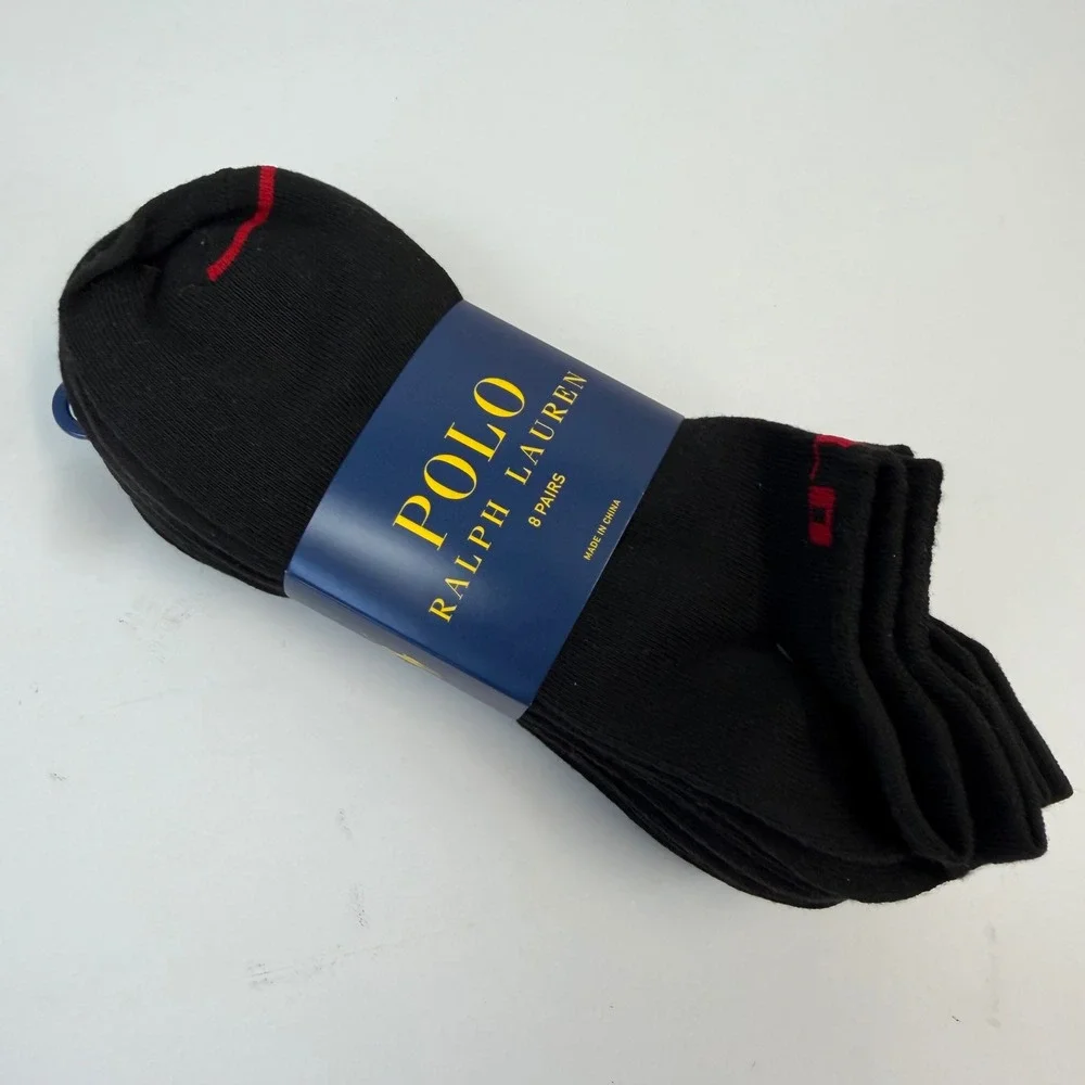 Polo Ralph Lauren Mens 8 Pair Crew Socks Black Multi Color Stripe ZP827511PKN8